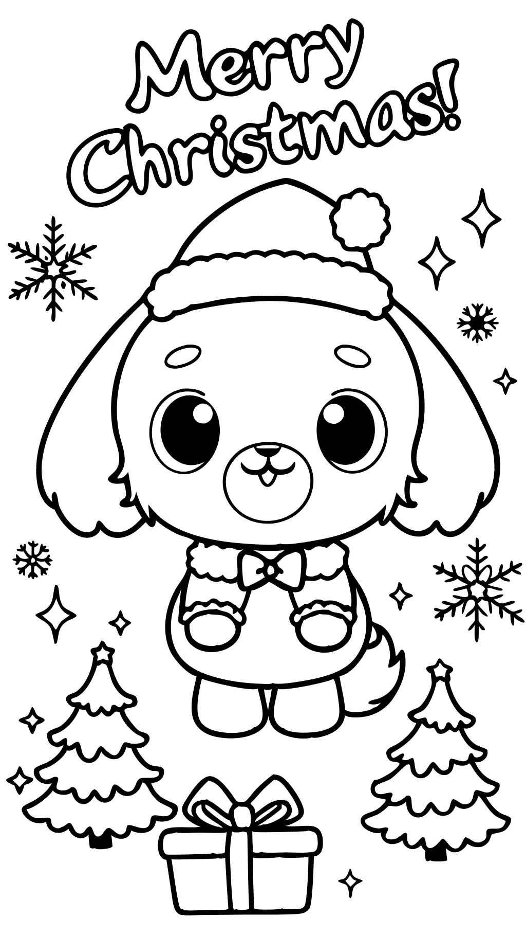 Cinnamoroll diciendo la página para colorear de Feliz Navidad